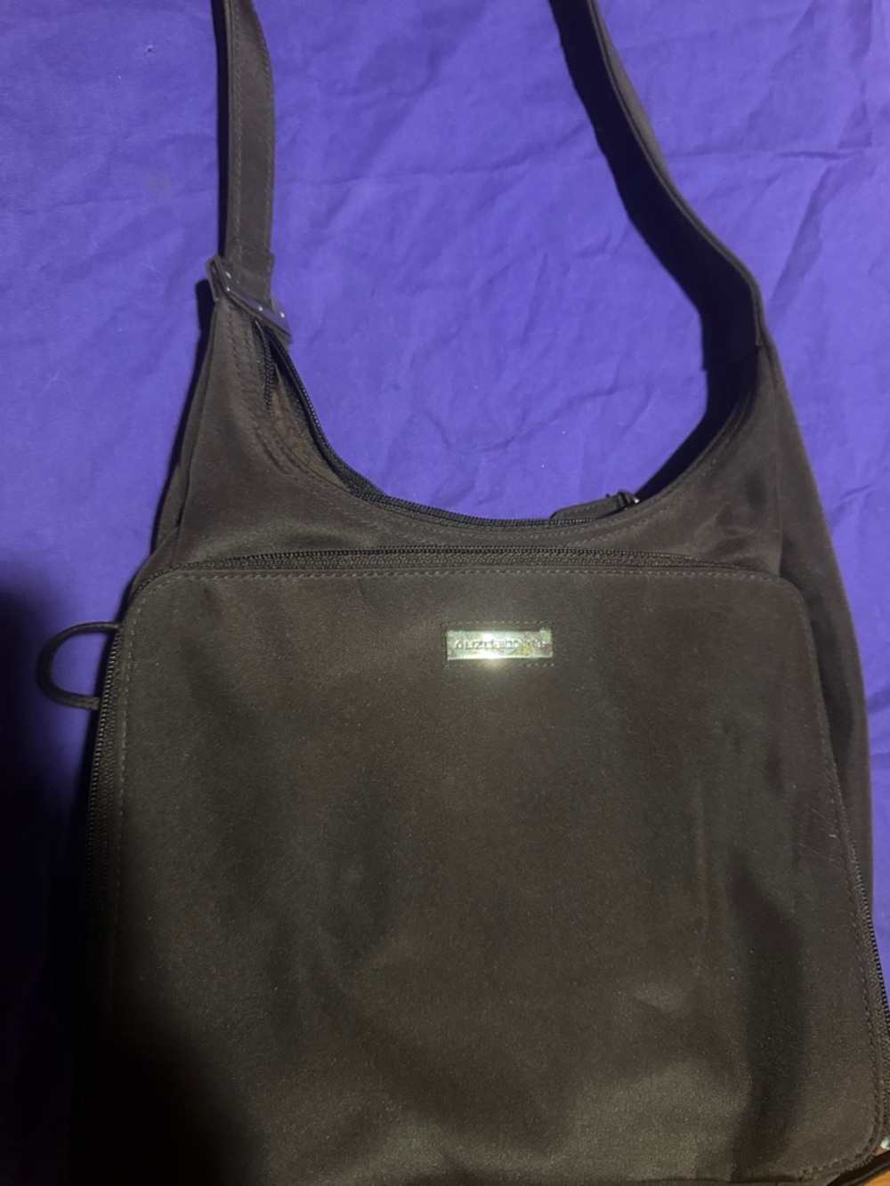 Vintage EUC Liz Claiborne Black Crossbody Shoulder Bag with Front Pocket